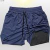 Gimnasio Fitness Jogging Entrenamiento Shorts de Secado Rápido para Hombre Dos en Uno Doble Capa Entrenamiento Juvenil Pantalón de Chándal Holgado