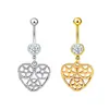 Piercing de umbigo em formato de coração com engrenagem, dourado e prateado, botão de umbigo, piercing de umbigo, moda coreana e americana