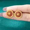 Popular Estilo Leve de Luxo Brincos de Flor Vazada Girassol Cravejados de Diamante para Mulheres Brincos de Ouro de Areia Vietnamita Joias de Ouro de Imitação Transfronteiriças