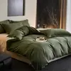 Conjunto de quatro peças de jacquard classe A de alta qualidade 100% algodão puro, capa de edredom escovada de algodão integral espessa, lençol, lençol com elástico conjunto de cama