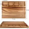 Tabla de cortar personalizada de madera de acacia con compartimentos para pan, bocadillos, queso, uso doméstico, fiestas, frutas y artículos de charcutería, Tabla de cortar de doble cara