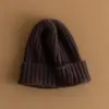 Gorro Ribbed Cor Sólida Unissex 100% Caxemira Pura, Novo Estilo Outono e Inverno, Quente, Espessado com Quatro Fios, Estilo Casual
