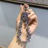 Cadena de Cristal con Cuentas Hecha a Mano para Teléfono Móvil de Celebridad de Internet para Mujeres, Llavero Exquisito y de Alta Gama Junta de Llavero Cadena Corta para Colgar el Teléfono Móvil en la Muñeca