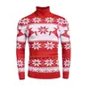 Suéter Navideño de Cuello Alto Personalizable para Hombre y Mujer Otoño Invierno Comercio Exterior Europeo y Americano Retro Jacquard de Alce Prendas de Punto Pulóver