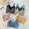 Cruz Hermosa Espalda Ropa Exterior Ropa Interior Verano Delgada Una Pieza Sin Marcas Combinable Color Sólido Camisola Deportiva Chaleco con Almohadilla en el Pecho