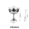 Taza de Acero Inoxidable para Helado Tazón de Ensalada de Frutas con Helado Copa con Pie Barra de Postres Batidos Taza para Snacks Tazón Redondo Pequeño
