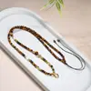 Nuevo Cordón de Collar de Perlas y Piedra Ojo de Tigre Natural Estilo Chino, Cadena de Cuentas Versátil de Moda Retro de Lujo Ligero Nicho, Cordón para Colgar Thangka