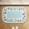 Alfombra de suelo tejida de lino estilo caricatura para baño, fácil de limpiar, antideslizante, absorbente de agua y aceite