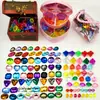 Brinquedo de Gema Plástica Infantil Caixa de Cristal Baú do Tesouro Pirata Princesa Diamante Acrílico Contas de Pérola Brilhante Brinquedo