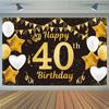 Amazon Nueva Tela de Bandera Tema Negro Dorado Decoración de Cumpleaños Banner Feliz Cumpleaños Fondo de Fotografía Tela de Bandera