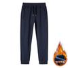 Pantalones deportivos de punto de talla grande para hombre, de invierno, con forro polar, gruesos, de color sólido, rectos y cálidos, para hombre