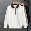 Sudadera con cremallera hasta la mitad y solapa, manga larga, estilo Old Money casual para hombre, chaqueta, novedad Otoño/Invierno 2026, top