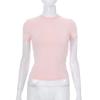 M23TP001 Camiseta básica de manga corta con cuello redondo, color liso, para mujer europea y americana, nueva, Amazon.