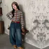 Conjunto de outfit de otoño para niñas, nuevo estilo 2026, sudadera con capucha a rayas estilo coreano y pantalones de trabajo para niñas, adecuado para primavera y otoño