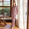 Estampado de Leopardo RosaColor-Contraste Estampado de Leopardo Rosa Acetato Sintético Satinado de Alta Gama Ropa de Casa con Cierre Frontal, Adelgazante y de Moda Ropa de Dormir