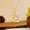 Collar Colgante de Unicornio y Pegaso Esmalte Dorado Caliente de Venta en Vivo Colgante de Caballo del Zodiaco Cadena para Clavícula para Mujeres