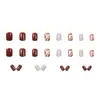 Estilo Europeo y Americano Transfronterizo Más Vendido Retro Marrón Flor de Café Manicura Parche de Uñas Postizas Simple Brillante Uñas Portátiles 24 Piezas