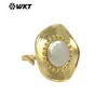 Mpr134 Nuevo Anillo Abierto Incrustado de Perlas Chapado en Oro de 18 Quilates Diseño de Encaje Clásico Versátil para Niñas Joyería