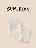 Conjunto de Camisetas de Manga Corta para Niños Ropa de Verano 2026 Nuevo Estilo Tops Lisos de Verano para Niños Conjunto Casual de Dos Piezas para Niños