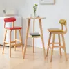 Mesa de Bar Doméstica Mesa Redonda Pequena Cadeira Simples para Varanda Café Banqueta Alta Combinação Pernas de Madeira Maciça Nórdico Loja de Chá com Leite