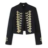 Roupas de vestuário feminino para comércio exterior 2026 estilo europeu e americano moderno casual blazer com botões decorados e nós gola alta B126220