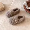 Zapatos de Peluche para Niñas 2026 Otoño/Invierno Nuevo Estilo Zapatos de Algodón de Princesa para Niñas Pequeñas Doble Capa de Algodón con Borrego Mocasines para Bebé