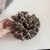 Elástico de Cabelo Elegante Estilo Coreano com Estampa de Leopardo em Cetim, Laço de Cabelo Fashion Retrô para Coque Baixo, Corda de Cabelo, Acessório de Cabelo