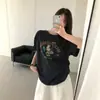 Nuevo Top Blanco de Verano 2026 para Mujer de Manga Corta Estampado Holgado Estilo Coreano Camiseta Básica de Algodón Puro de Media Manga para Mujer Tendencia