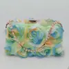 Nuevas Ventas Directas Transfronterizas desde Fabricantes: Bolsos de Noche Florales Coloridos de Gasa, Bolsos Qipao para Mujer de Color Champaña, Bolsos de Fiesta