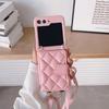 Adecuado para Samsung Flip5, funda de teléfono Flip 4, funda de cuero de moda, bandolera a cuadros, FLIP3, plegable, protección para máquina, nuevo