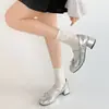 Zapatos Mary Jane plateados de moda versátiles 2026 con lazo ligeros para mujer, para combinar con vestidos