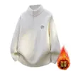 Camiseta básica de punto más vendida transfronteriza para niños, nuevo estilo otoño e invierno, cuello alto con media cremallera para jóvenes, suéter forrado de polar y engrosado
