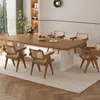 Conjunto de mesa e cadeiras de jantar em madeira maciça estilo nórdico, adequado para salas de jantar domésticas, mesa de jantar retangular, mesa grande para sala de estar e escrivaninha