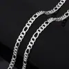 Colar Figaro de Três Elos 4mm Transfronteiriço Temu Corrente Lateral Hip-Hop Europeu e Americano Tendência Nk Corrente de Joia da Moda
