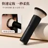 Brocha compacta para polvos de cabeza plana, brocha para base de maquillaje portátil de cabeza redonda, brocha negra gruesa para polvos fijadores resistente al agua de cabeza redonda, brocha portátil para fijar