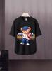 Camiseta de manga curta masculina Moda Marca Verão Manga Solta de Cinco Pontos 2024 Nova Internet Trendy Ins Simples Top Impresso