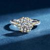 Anillo de Encaje Bicolor Estilo Vid para Mujer, Plata S925 de Alta Gama Chapado en Oro Flor de Rosa Quilate Compromiso Anillo de Diamante