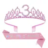 Set de Correa para el Hombro con Corona de Pedrería Personalizada Europea y Americana Decoración Fiesta de Primer Cumpleaños Aro para el Cabello de Aleación Cinturón de Etiqueta Venta al por Mayor
