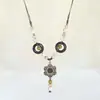 Collar de Cerámica Mariposa Retro Lujo Ligero Nicho Tejido Estilo Étnico Cadena para Suéter Borla Artística Colgante para Ropa