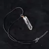 Colgante de Columna de Cristal Blanco Natural Envuelto en Alambre de Alta Venta Transfronteriza, Colgante de Collar DIY de Cristal Blanco, Collar Hexagonal Envuelto en Alambre