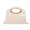 Bolso de mano de noche de un solo hombro con nuevo anillo y acabado brillante, bolso de fiesta de color liso a la moda para mujer con correa de cadena