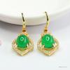 Aretes de Jadeíta, Ganchos para Oreja de Calcedonia Verde Imperial Tipo Hielo, Venta al por Mayor y Dropshipping de Fábrica de Joyería S4013010