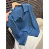 Tejido de punto con solapa y manga corta para mujer 2026 Verano Nuevo Estilo Moda Casual Adelgazante Versátil Reductor de Edad Camiseta Top