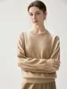 Nuevo Jersey de Cachemira de Manga Larga Otoño/Invierno Cuello Redondo Holgado Hombros Caídos Cuello de Encaje Temperamento Casual Suave Pegajoso Capa Base Tejidos