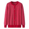 Cardigan Espesso de Gola Redonda Estilo Novo para Mulheres, Peça de Roupa da Moda para Meia-Idade e Idosos, Tricô para Outono e Inverno com Botões