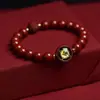 2026 Ano do Cavalo Cinnabar Dourado Madeira Água Fogo Terra Cinco Elementos Pulseira Areia Dourada Roxa Pulseira do Ano Zodiacal Dragão e Serpente Masculina e Feminina