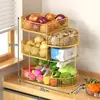 Artefacto de Almacenamiento de Cocina Cesta de Almacenamiento de Verduras Cesta de Verduras para Encimera Estante de Escritorio Piso Verduras Cebolla Jengibre Ajo Extraíble