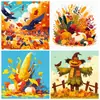 12 Piezas de Papel de Material para Acción de Gracias, Papel Base para Collage del Festival de la Cosecha de Otoño, Papel de Fondo de Espantapájaros de Maíz, Transfronterizo
