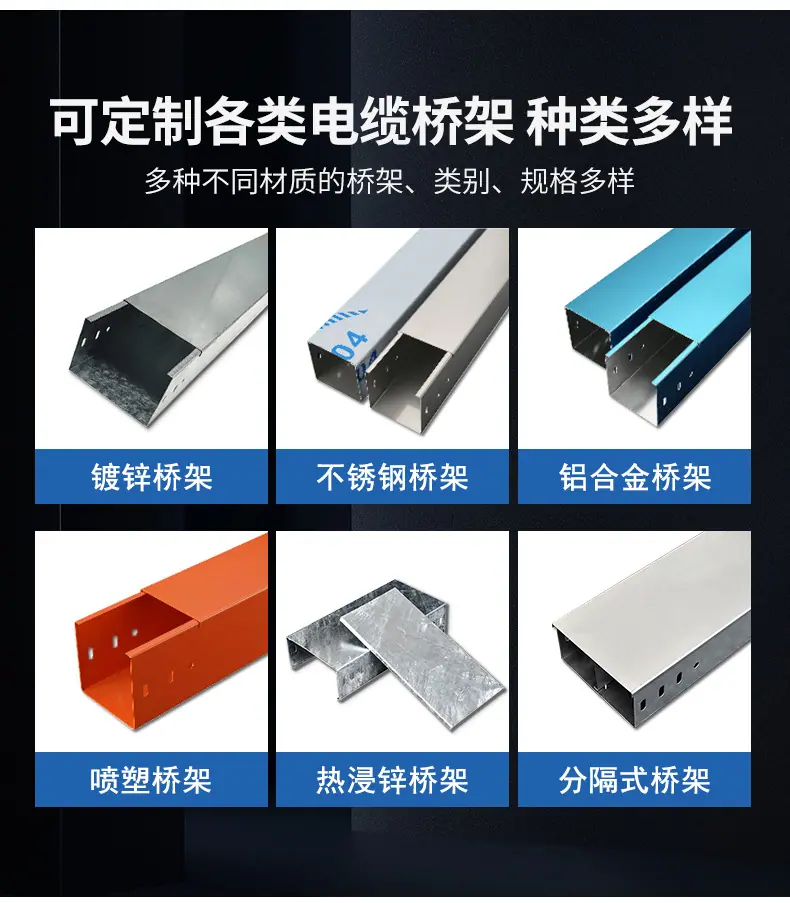 深龙厂家镀锌防火喷塑桥架200x100x1.2强弱电工程彩色喷涂铁线槽