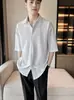 Camisa de verano para hombre, fina, holgada, casual, moderna, elegante, de seda helada para jóvenes, manga corta, versátil, camisa blanca